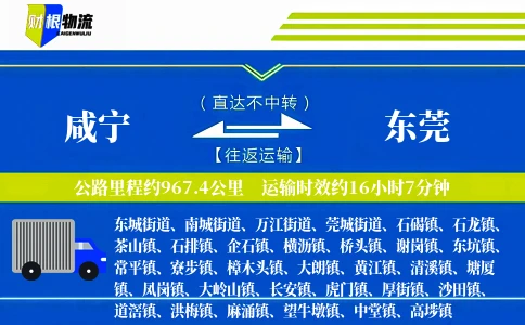咸宁到东莞物流公司