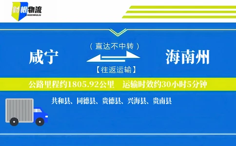 咸宁到海南州物流公司