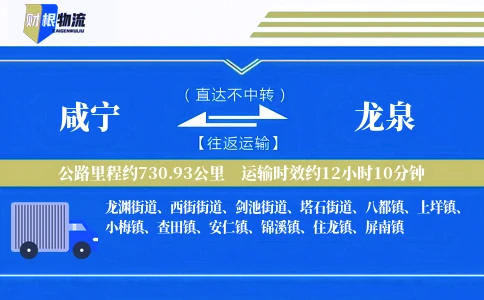 咸宁到龙泉物流公司