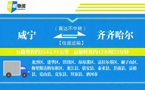 咸宁到齐齐哈尔物流公司