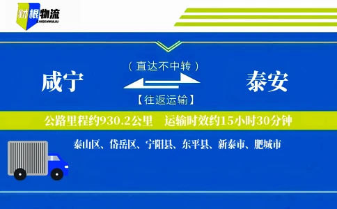 咸宁到泰安物流公司