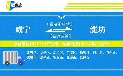 咸宁到潍坊物流公司