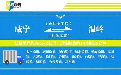 咸宁到温岭物流公司