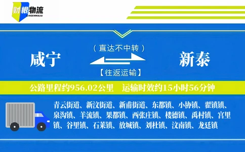 咸宁到新泰物流公司