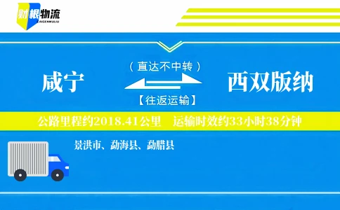 咸宁到西双版纳物流公司