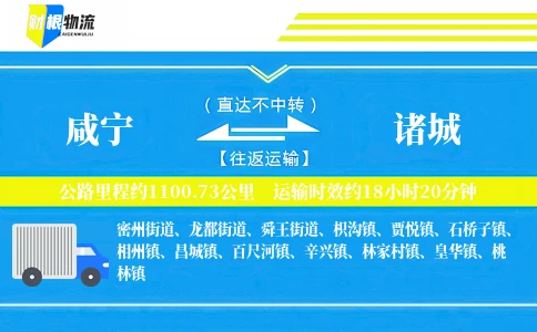 咸宁到诸城物流公司