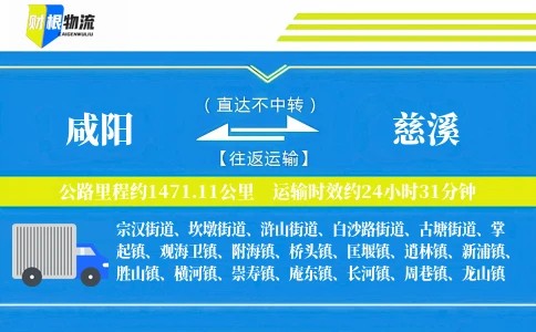 咸阳到慈溪物流公司