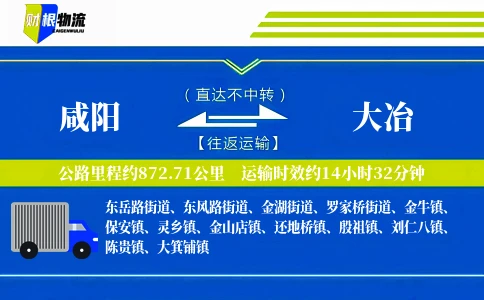 咸阳到大冶物流公司