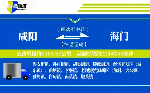 咸阳到海门物流公司