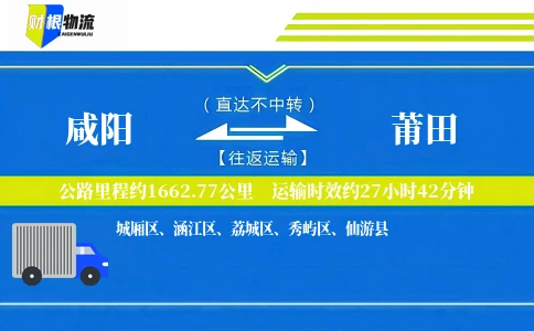 咸阳到莆田物流公司