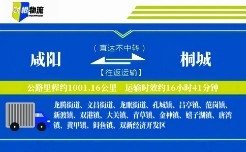 咸阳到桐城物流公司