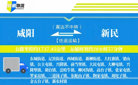 咸阳到新民物流公司