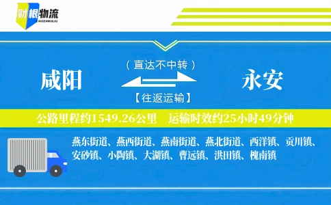 咸阳到永安物流公司