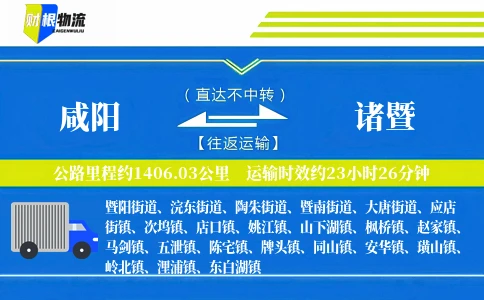 咸阳到诸暨物流公司