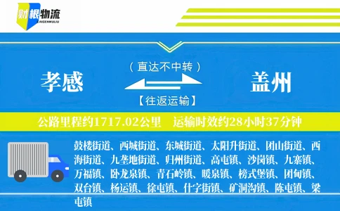 孝感到盖州物流公司