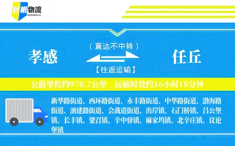 孝感到任丘物流公司