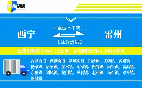 西宁到雷州物流公司