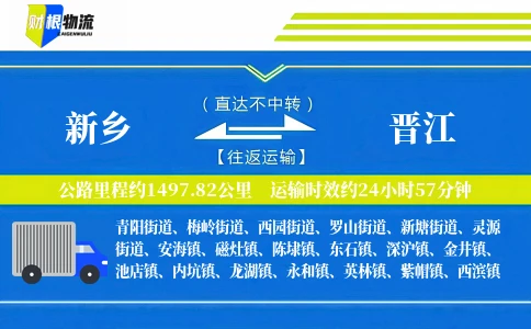 新乡到晋江物流公司