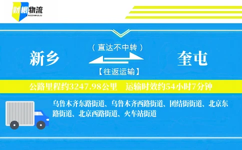 新乡到奎屯物流公司