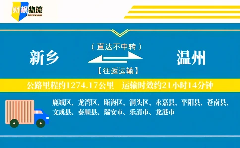 新乡到温州物流公司