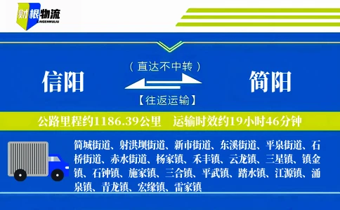 信阳到简阳物流公司