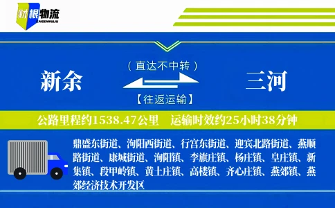 新余到三河物流公司