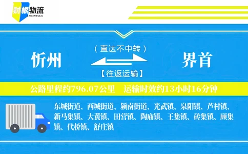 忻州到界首物流公司