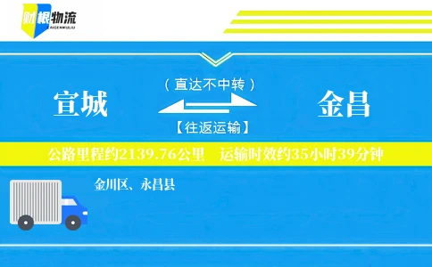 宣城到金昌物流公司