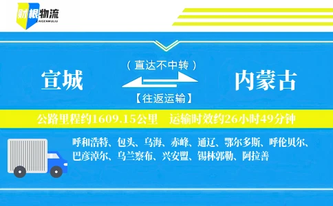 宣城到内蒙古物流公司