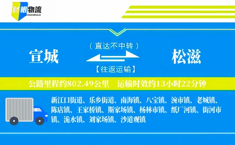 宣城到松滋物流公司