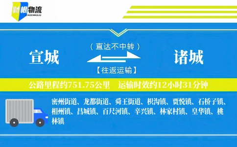 宣城到诸城物流公司