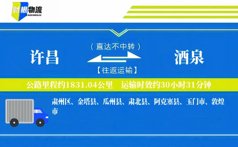 许昌到酒泉物流公司