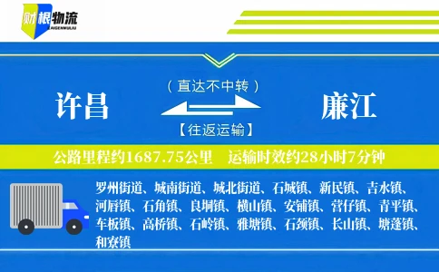 许昌到廉江物流公司