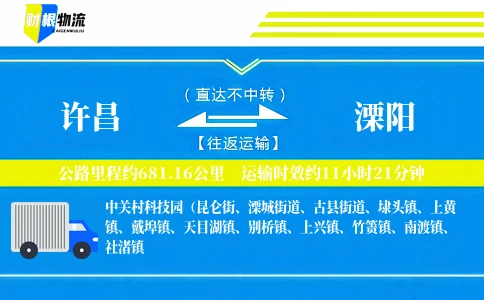 许昌到溧阳物流公司