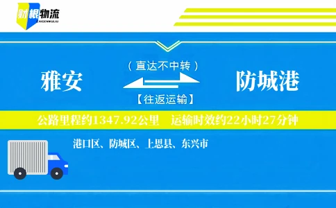 雅安到防城港物流公司