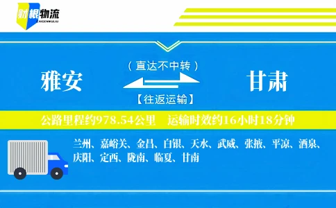 雅安到甘肃物流公司-体育用品专线-「定时定点运输」