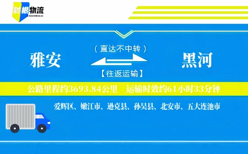雅安到黑河物流公司
