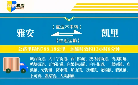 雅安到凯里物流公司
