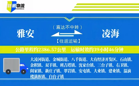 雅安到凌海物流公司