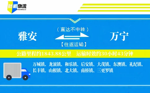 雅安到万宁物流公司