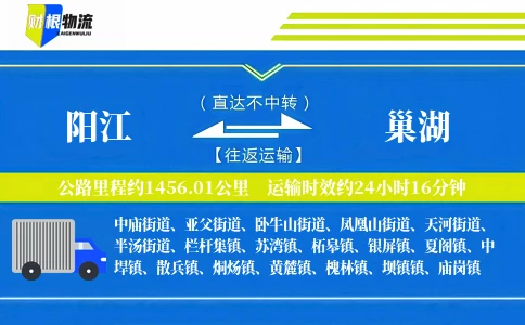阳江到巢湖物流公司