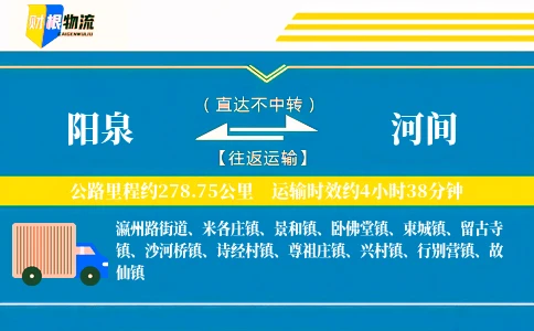 阳泉到河间物流公司