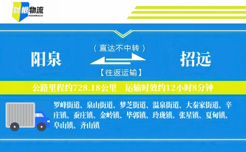 阳泉到招远物流公司