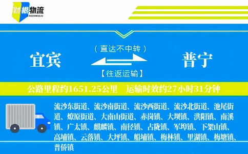 宜宾到普宁物流公司