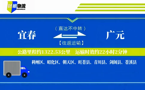 宜春到广元物流公司