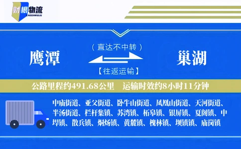 鹰潭到巢湖物流公司