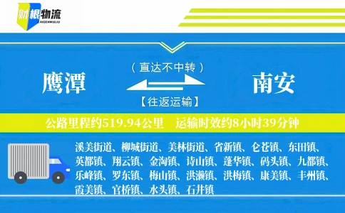鹰潭到南安物流公司