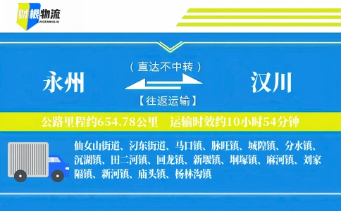 永州到汉川物流公司
