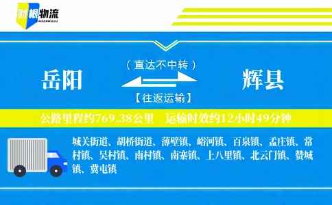 岳阳到辉县物流公司