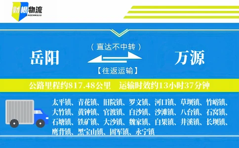 岳阳到万源物流公司